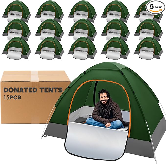 Camping Tents for Homeless Bulk Homeless Backpacking Supplies 2 Person Pop up Adult Waterproof Instant Easy Setup Tent for Hiking, Outdoor, Travel, Camping, Donation