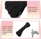 PATIKIL 550lb Paracord Rope 200ft, 4mm Tent Rope, 7-Strand Core Heavy Duty Cord for Outdoor Camping Hiking Tent Survival Utility Rope, Black