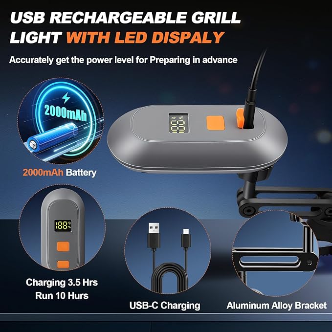 Grill Lights for Outdoor Grill with Rechargeable Battery for Blackstone Griddle and Weber Grill, Blackstone Griddle Accessories, BBQ Grilling Accessories for Outdoor Grill, Gifts for Men Dad