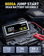 AUXITO Jump Starter 8000A Portable Car Battery Jump Starter with Large LCD Display Jump Cable with Smart Clamps Power Bank Emergency Flashlight for Cars Heavy Duty Jumper Box for Car Battery