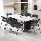 VINGLI Folding Chairs, Plastic Foldable Chair, Capacity up to 350 lbs, Portable Seating for Indoor Outdoor Events Parties Camping Work School Commercail (8, Black)