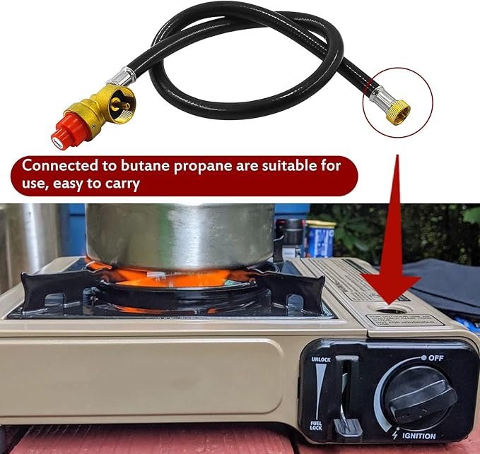 MENSI Fuel Propane Butane Gas Portable Camping Stove Replacement 27.5 Inch Regulator with Hose Convert to 1LB Disposal Bottle
