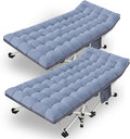 2 Pack 79" L x 32" W x 18" H Oversize XXL Camping Cot with Comfortable Mattress for Adults Extra Wide Cots for Sleeping Heavy Duty Folding Cot Camping Bed with Carry Bag for Home Office Outdoor