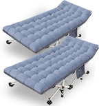 2 Pack 79" L x 32" W x 18" H Oversize XXL Camping Cot with Comfortable Mattress for Adults Extra Wide Cots for Sleeping Heavy Duty Folding Cot Camping Bed with Carry Bag for Home Office Outdoor