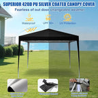 Yesker 10x10 Pop Up Canopy Tent UPF 50+ Waterproof Outdoor Canopy Portable Folding Easy Setup Gazebo Adjustable Height Instant Sun Shade Tent with Wheeled Bag for Events Parties Camping Patio, Black