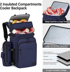 Hanke Backpack Cooler, 40 Cans Soft Leak Proof Picnic Backpack, Portable 2 Insulated Compartments Cooler Backpack Water Resistant for Lunch Beach Travel Camping Picnic Hiking,Blue