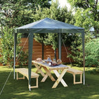 Green PE Canopy Party Tent with Steel Frame 6.6 x 6.6 ft Outdoor Shelter for Events and Gatherings Water-Resistant UV-Resistant Fabric