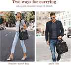 LOKASS Expandable Lunch Box for Women Men | Adult Lunchbag Cooler Tote Bag with Adjustable Shoulder Strap | Insulated Reusable Womens Lunch Bags for Work Camping Beach | 16L, Black
