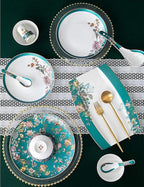 Dinnerware Sets Dish Set 70Pcs Bone China dinnerware Set, Palace Style Color Ceramic Tableware Set, Service for 10 People