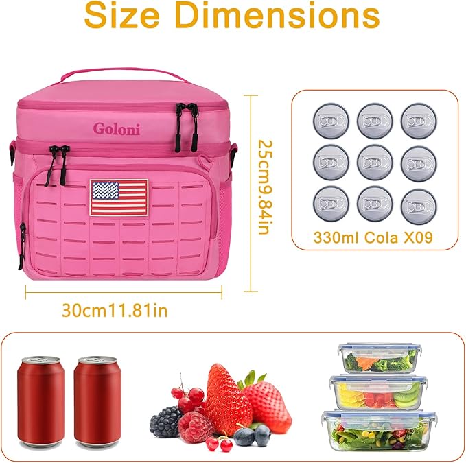 Portable Insulated Cooler Bag, Leakproof Soft-Sided Lunch Bag,8mm Insulation Keeps Cool 16+ for Camping, Beach, Picnics