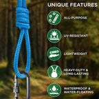 TECEUM Rope – 90 Feet x 1/4 Inch (7mm) – Sky Blue – Strong All-Purpose Utility Rope – Camping, Crafting, Flag Pole, Indoor & Outdoor – Polypropylene Nylon Poly Lightweight Diamond Braided Cord