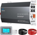 4000W Pure Sine Wave Inverter 12V DC to 110V/120V AC Converter, 8000W Peak, LCD Remote Control, 4 AC Outlets, USB & Type-C – Heavy Duty for RV, Truck, Off-Grid Solar, Home Emergency Power