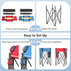Goplus 2 PCS Folding Camping Tables, Portable Picnic Tables with Large Capacity Storage Sink, Side Pockets, Anti-Skid Feet, Lightweight Tables for Hiking, Fishing, BBQ, Beach (Blue+Red)