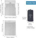 100% Cotton Sleeping Bag Liner with Full Length Zipper on 3 Sides; Single/Double Adult Sleep Sack for Travel & Camping, Multifunctional Travel Sheets (Unzipped 87”x87”) for Hotel, Lightweight