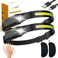 LumiLight LED Headlamp Rechargeable, Lumi Light LED Head Band Headlamp, 230° Wide Beam Head Lamp with Motion Sensor for Adults, 5 Mode Waterproof Lightweight Outdoor Camping Hiking Essentials (2pcs)