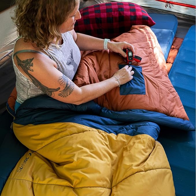 Kelty Solstice 20 Oversized Camping Sleeping Bag, Spacious Rectangular Shape, Zip Together for 2P, Anti-Snag Zips, Internal Pocket