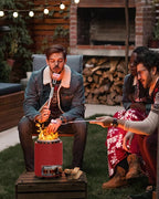 YEFU Tabletop Fire Pit 9.7 x 7.1 in, Flame Intensity Control Camping Stove for Outdoor & Patio, Fueled by Pellets or Wood, Safe Burning Table Top Firepit, with Travel Bag & 2 Mini Sticks, Red