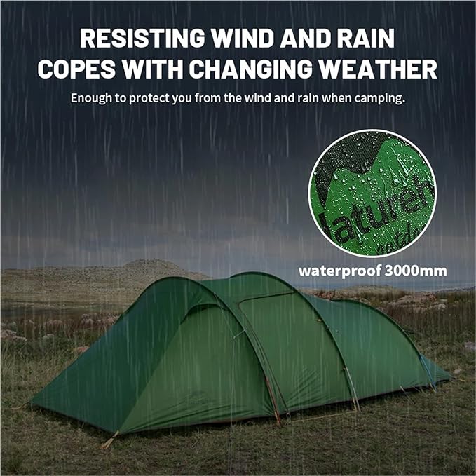 2 3 4 Person 4-Season Camping Tent - 20D Waterproof Ultralight Double Layer Tent for Outdoor Hiking Family Travel