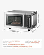VEVOR Commercial Microwave Oven, 0.9 Cu Ft, 1000W Digital Stainless Steel Countertop Microwave Oven with Touchscreen, 10 Cooking Presets, 5 Power Levels, Multi-Lock Door & Easy Clean for Restaurants