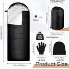 Tranqun 5 Packs Sleeping Bags for Homeless 5 Winter Beanies 5 Gloves Adults 0 Degree Camping Sleeping Bag Waterproof Lightweight for Donation Shelter