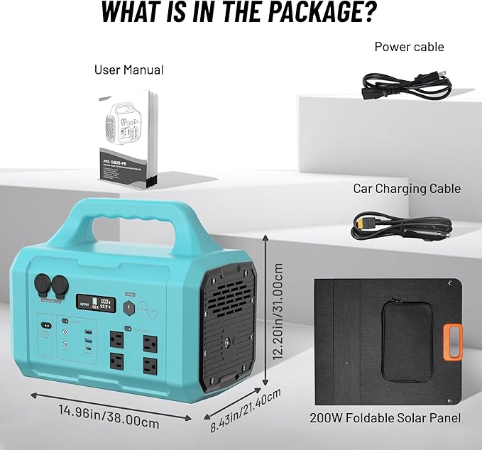 Solar Generator 1800W GB-1800 Portable Power Station with 200W Solar Panel Included, 1024Wh LiFePO4 Battery with 120V AC Outlet for RV Camping Outdoor Home Emergency Backup, Fast Charging