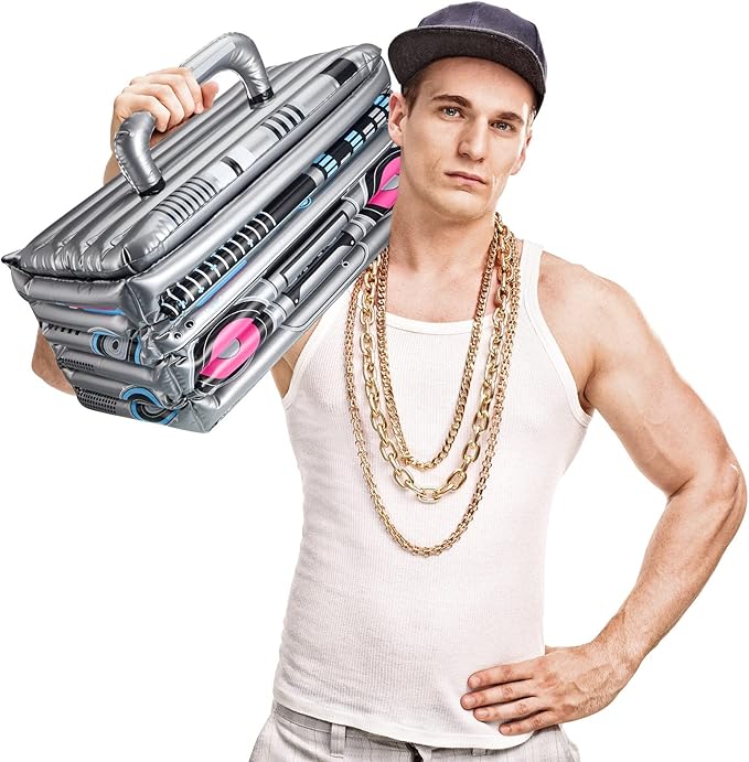 Cunhill 1 Piece Inflatable Boom Box Beverage Cooler Summer 80s 90s Theme Party Decorations Inflatable Cooler Radio Blow up Boom Box Birthday Drink Favors for Retro Nightclub Party Hip Hop Supplies