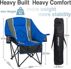 Oversized Camping Chair for Adults - Heavy Duty 400 lbs Padded Folding Chair with Wine Glass Holder, 2 Cup Holders & Side Pockets, Portable Carry Bag for RV, Tailgating, Lawn