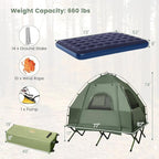 Safstar 5-in-1 Tent Cot, Camping Cot Tent with Air Mattress, Sleeping Bag, Camping Cot, Awning & Air Pillow, Carrying Bag, Off The Ground Tent, Elevated Tent Cot for Camping Hiking Picnic Travel