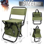 Jerify 2 Pcs Fishing Chair with Cooler Bag Multi-Function Foldable Compact Fishing Stool Hunting Chair Portable Backrest Stool with Folding Backpack for Finishing Camping Hunting Travel(Green)