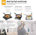 Cusimax Portable Electric Stove, 1200W Infrared Single Burner Heat-up In Seconds, 7 Inch Ceramic Glass Single Hot Plate Cooktop for Dorm Office Home Camp, Compatible w/All Cookware - Upgraded Version