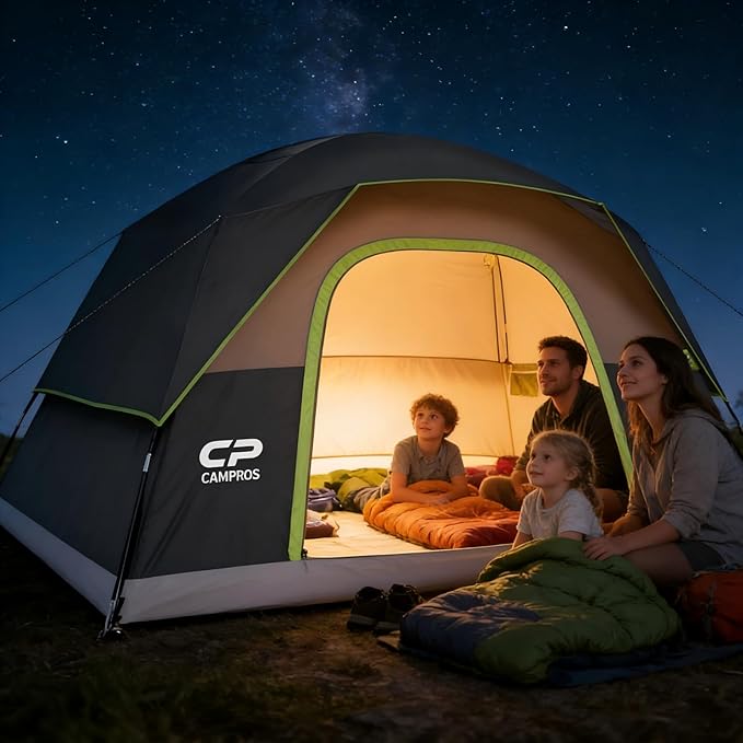 Tents for Camping 6 Person Tent Waterproof Windproof Double Layer Family Camping Tent, Easy Setup Dome Tent with Large Mesh Windows & Wider Door for Outdoor Camping & Hiking