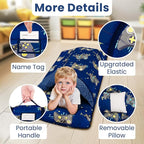 Toddler Nap Mat with Pillow and Minky Blanket, Large 55"x35" Sleeping Bag, Washable, Lightweight, Easy to Roll, Perfect for Preschool, Daycare, Kindergarten, Travel, Boys and Girls(Gamepad)