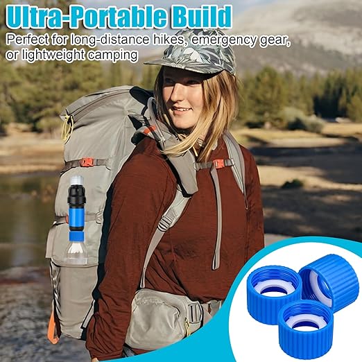 3 Pcs Water Filter Coupling Kit, Filtration Cleaning Couplings with 15 Pcs Gasket Seals, for 28mm External Threaded Water Filters and Standard Plastic Bottles for Hiking Camping