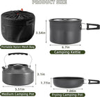 aiGear Camping Cooking Set Cookware Mess Kit with Storage Bag Pot Pan and Teapot Set Camping Accessories for Outdoor Camping Hiking Picnic Portable and Lightweight Aluminum Color Green,Black,Orange