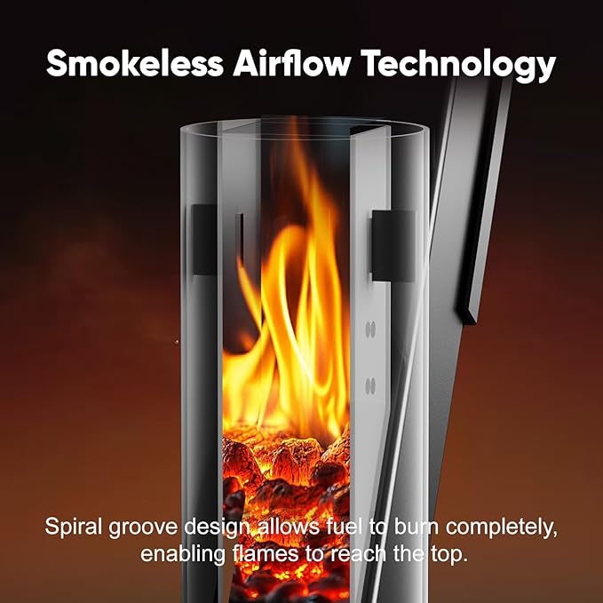 Rayzi New Rocket Stove 55 Inch, Smokeless Wood Pellet Patio Heater, Wood Pellet Fire Pits for Outside, Portable Pellet Heater for Patio/Garden/Backyard/Outside Restaurant/Bonfire Party/Beach