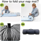 Personalized Toddler Nap Mats for Preschool, Custom Name Kids Sleeping Bag for Daycare, Roll Up Sleeping Mat with Removable Pillow and Soft Dot Minky Blanke for Boys Camping Travel