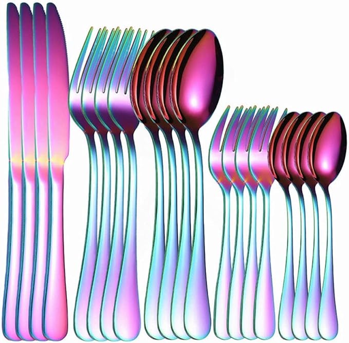 Flatware Sets Silver Cutlery Set Stainless Steel Tableware Sets Forks Spoons Knifes 20 Pcs Full Tableware Dinnerware Set Dropshipping Stainless Steel,