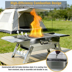 Portable Tabletop Charcoal Grill, Foldable Stainless Steel Mini BBQ Grill with Carry Bag, Lightweight Small Camping Picnic Travel Tailgating Patio Grill