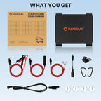 FlexSolar 15W Foldable Solar Panel Trickle Charger Maintainer Kits - 12V DC & USB Output with Built-in Controller Includes Cigarette Lighter, Alligator Clips, O-Rings,OBDII Connector for Car, Truck