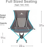 Get Out Gear TrekChair V2 Highback Backpacking Chair | 2-in-1 Trekking Pole and Camp Chair System | Extra Large and Wide with Headrest | Ultralight | Compact, Packable, and Lightweight Hiking Chair
