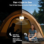 Camping Fan with Light & Remote, Portable Ceiling Fan for Tents, Canopy, Beach, RV, Car, Camper & Outdoor, Wireless Rechargeable Hanging Pop Up Tent Fans - 3 Speed Breeze & Timer