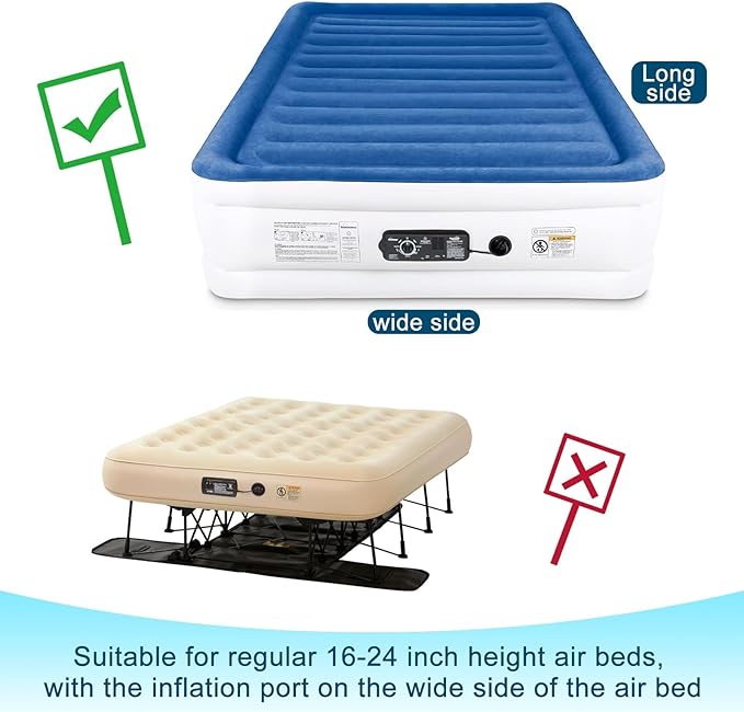 Queen Air Bed Mattress Pad with 15-24 Inch Deep Pockets - Waterproof Protector for Warm Sleep & Cold Air Insulation,Perfect for Camping, Guest Bed, Pets & Overnight Visitors-Gray