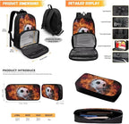 Soocer Backpack for School Boys Bookbag and Pencil Bag for Middle School Elementary Schoolbags, 2 Pcs School Bag with Lunch Box Compartment