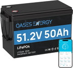 48V 50Ah LiFePO4 Lithium Battery Mini with Bluetooth, 50A BMS, Deep Cycles 48V LiFePO4 Battery, 2560Wh Energy for Off-Grid, Solar, RV, Camper, Marine, Boats