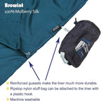 Browint Silk Sleeping Bag Liner, Silk Sleep Sack, Extra Wide 87"x43", Lightweight Travel Sheet for Hotels, More Colors for Option, Reinforced Gussets