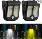 Tryme Small Solar Lights for Chain Link Fence, Outdoor Motion Sensor Clip-on Solar Lights for Garden, Gate, Deck, Step, Patio, Camping, Waterproof, 2 Pack