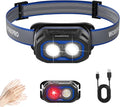 WORKPRO 1200LM Rechargeable Headlamp, Super Bright Head Lamp with White Red Light, Motion Sensor, Memory Function, Shockproof & IPX6 Waterproof Headlight with Dimmable for Camping, Hunting, Repair