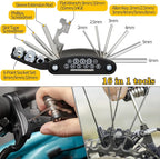 Bike Repair Kit, Bicycle Repair Bag With Tire Pump, Bike Tool Kit for Camping Travel, 16-in-1 Bike Multitool, Bicycle Tire Repair Kit, 4mm and 5mm Allen Wrenches, Used for Mountain Bike and Road Bike