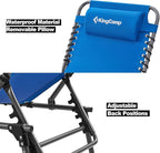 KingCamp Reclining Lounger Chair Camping Cots, 74.8" x 23.2" x 13.3", Blue