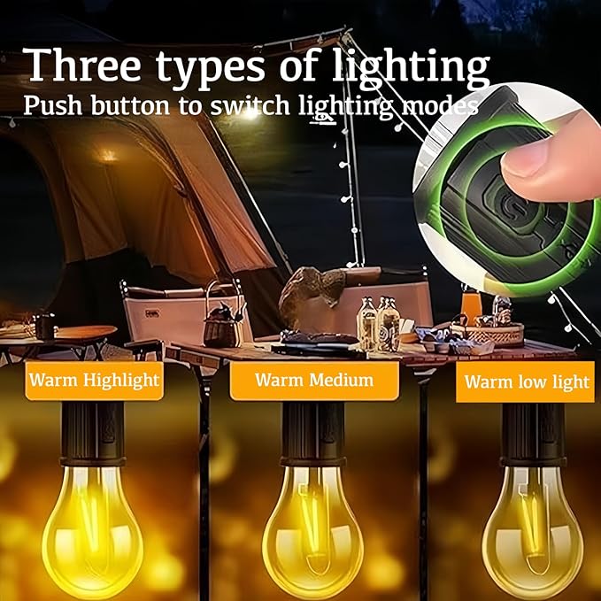 Solar Camping Lights Outdoor Waterproof - 3 Mode Portable LED Lantern with Solar/USB Charging, Hanging Hook for Camping, Hiking, Emergency, Backpacking, Tents (Flat Bottom)